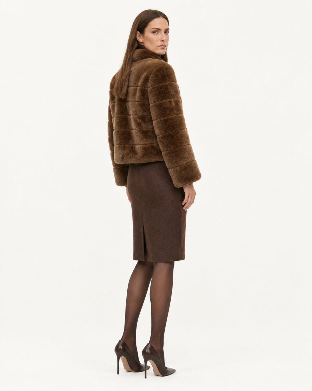 Rihanna Stand Collar Short Rex Rabbit Fur Jacket