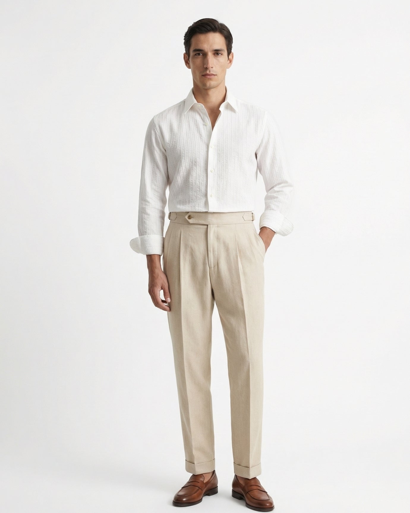Business Trousers Cotton & Linen Blend