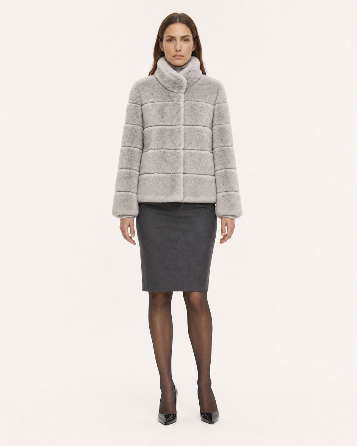 Rihanna Stand Collar Short Rex Rabbit Fur Jacket