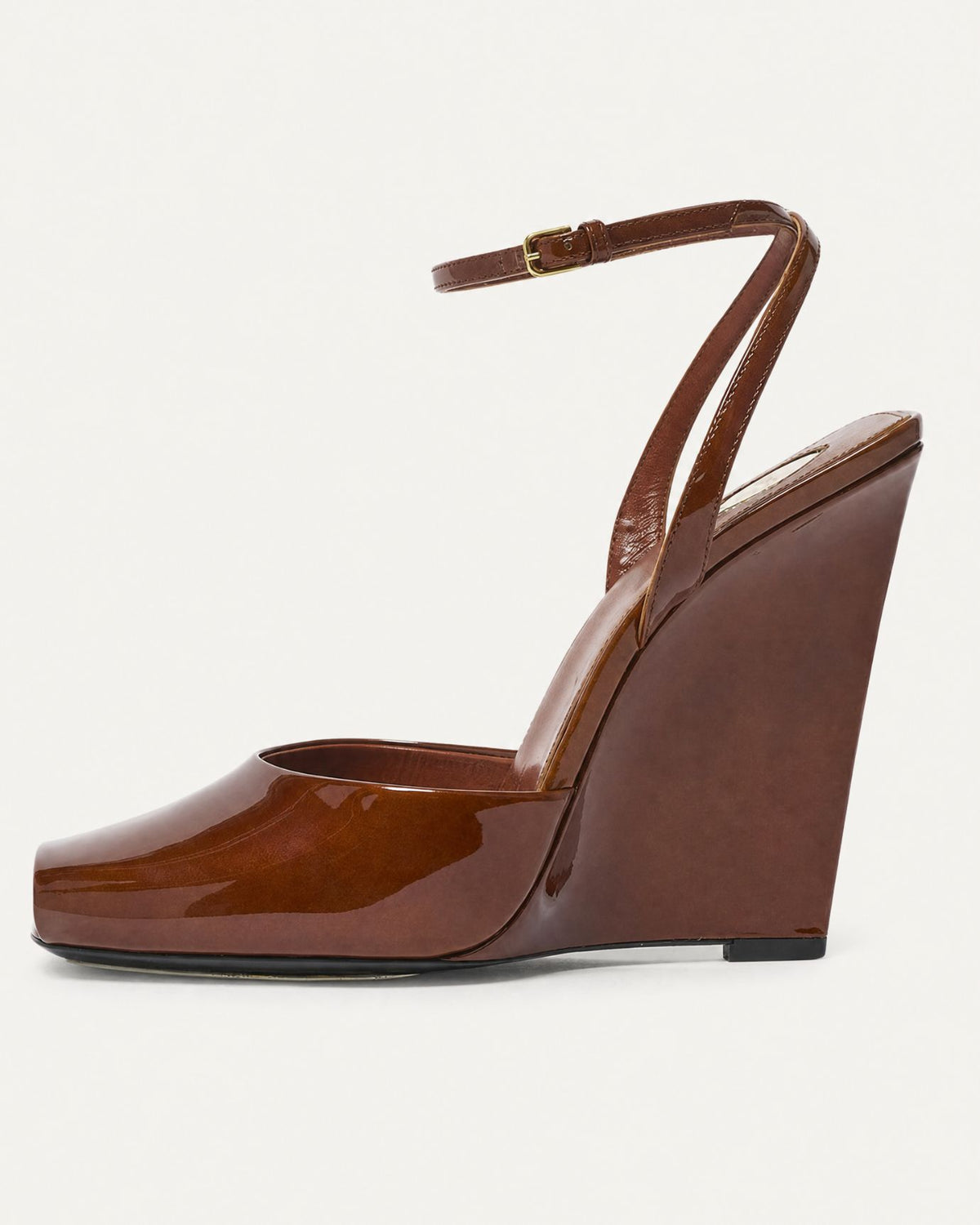 Lovau Strappy Patent Leather Peep-Toe Wedges