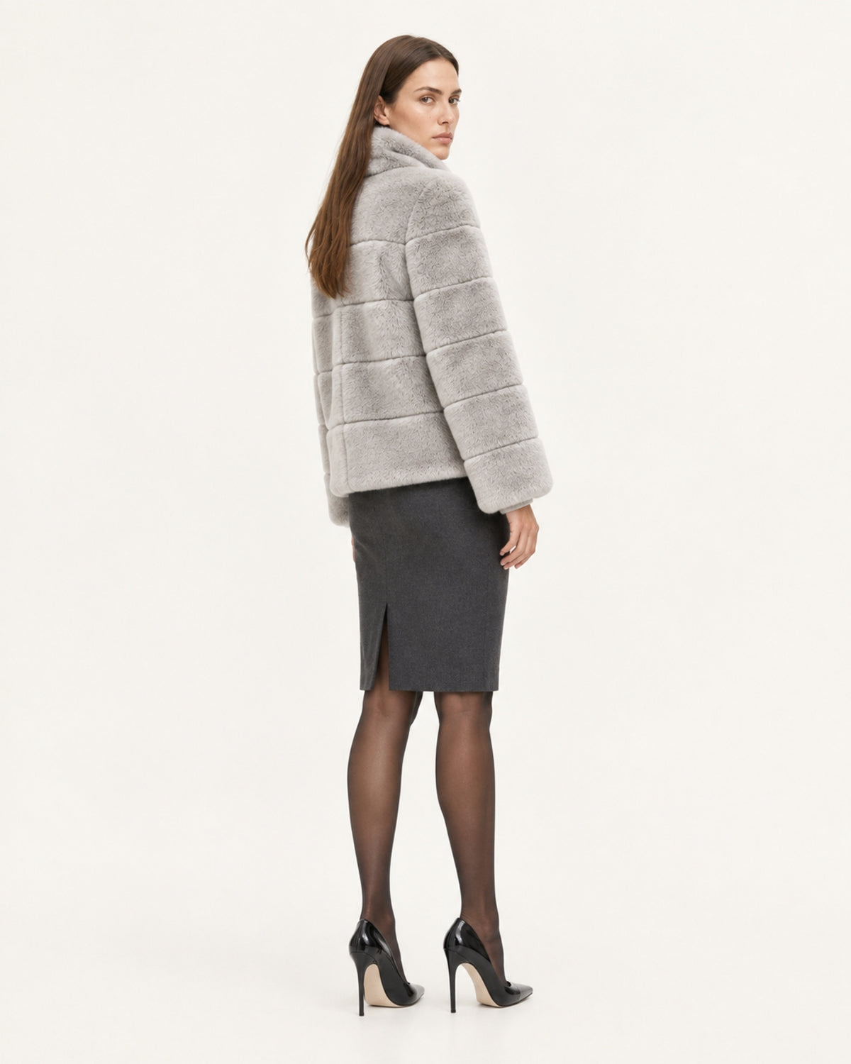 Rihanna Stand Collar Short Rex Rabbit Fur Jacket