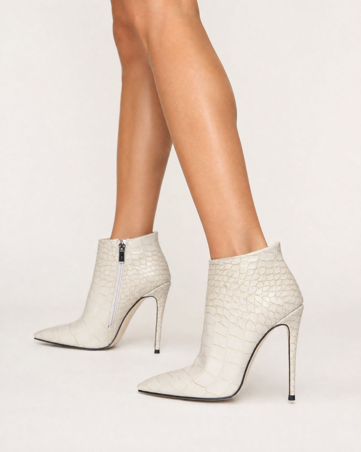 Pointed-Toe Stiletto Booties with Side Zip