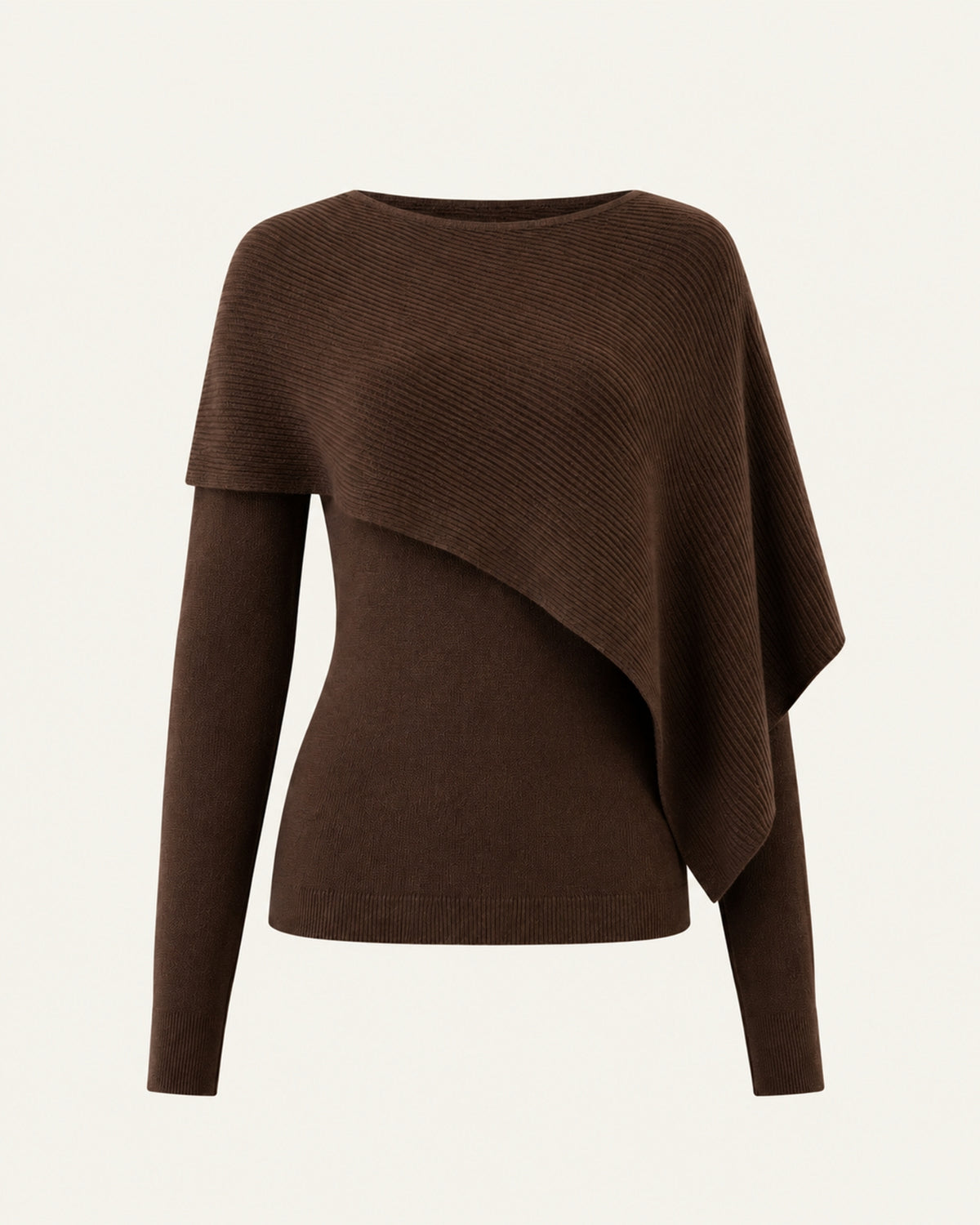 Mina Asymmetrical Draped Knit Shawl Top