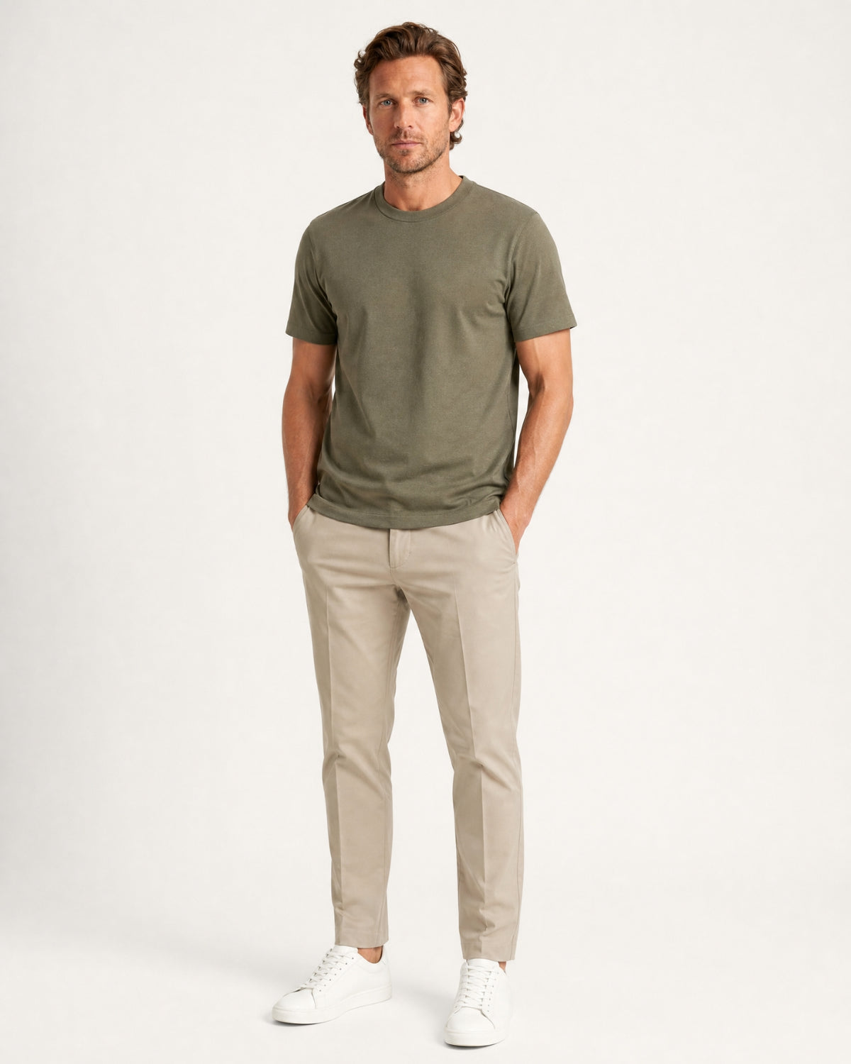 High-Count Australian Wool Crewneck Knit T-Shirt