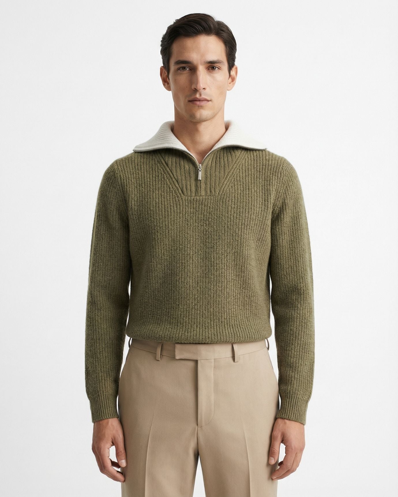 Half-Zip Cashmere Wool Sweater