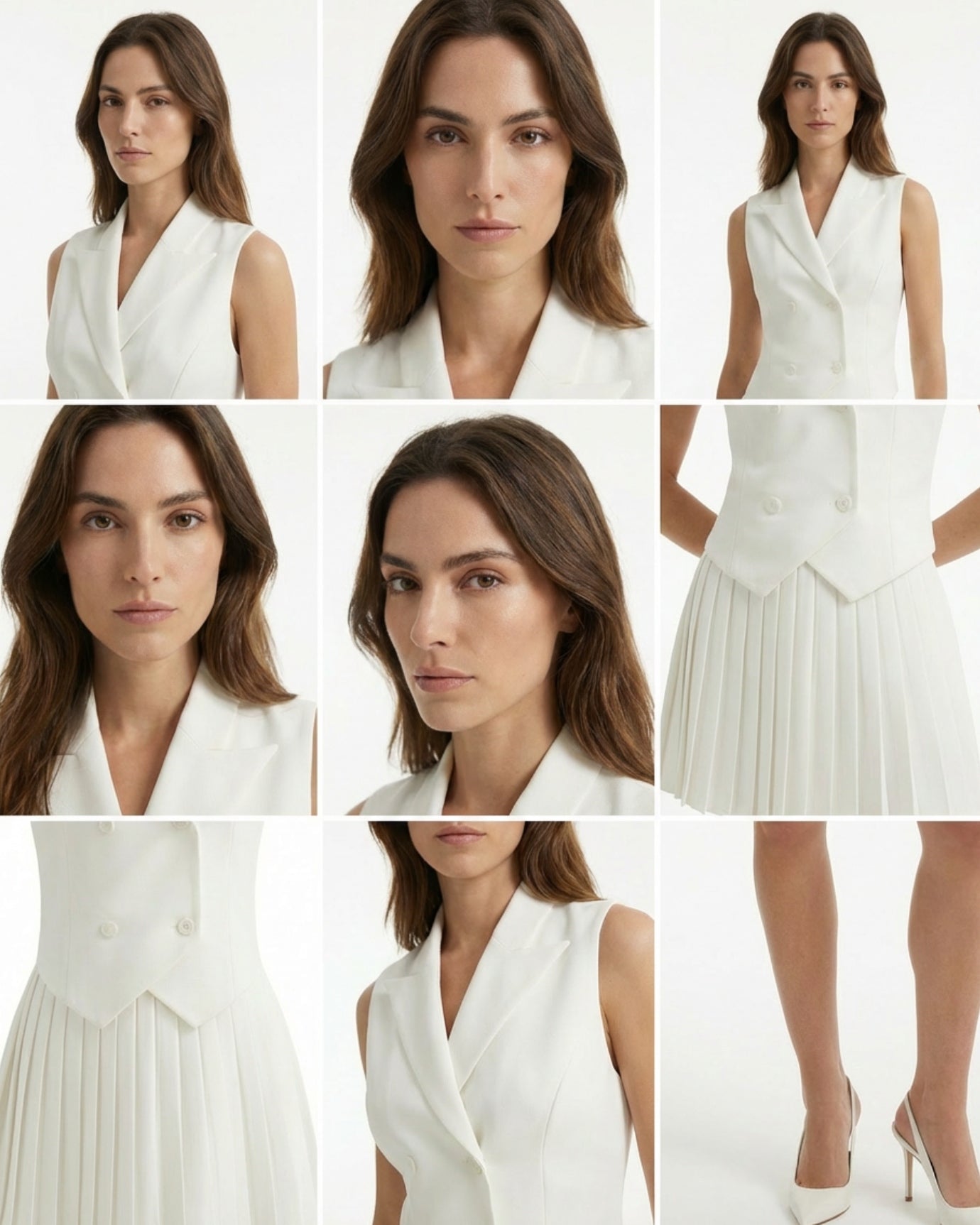 Anzugweste Plissee-Minirock-Kleid-Set