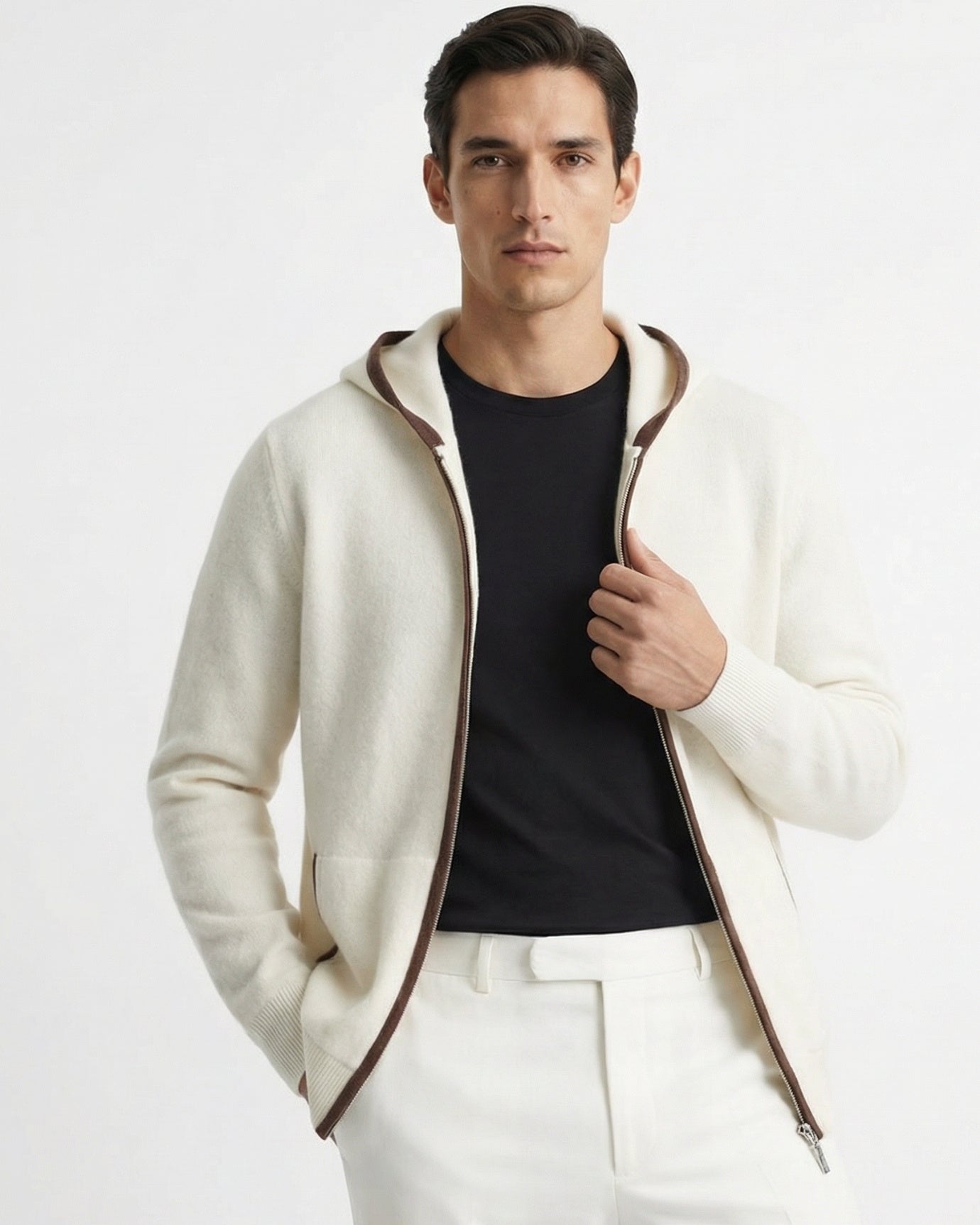 Cashmere Zipper Hooded Cardigan Limited Edition