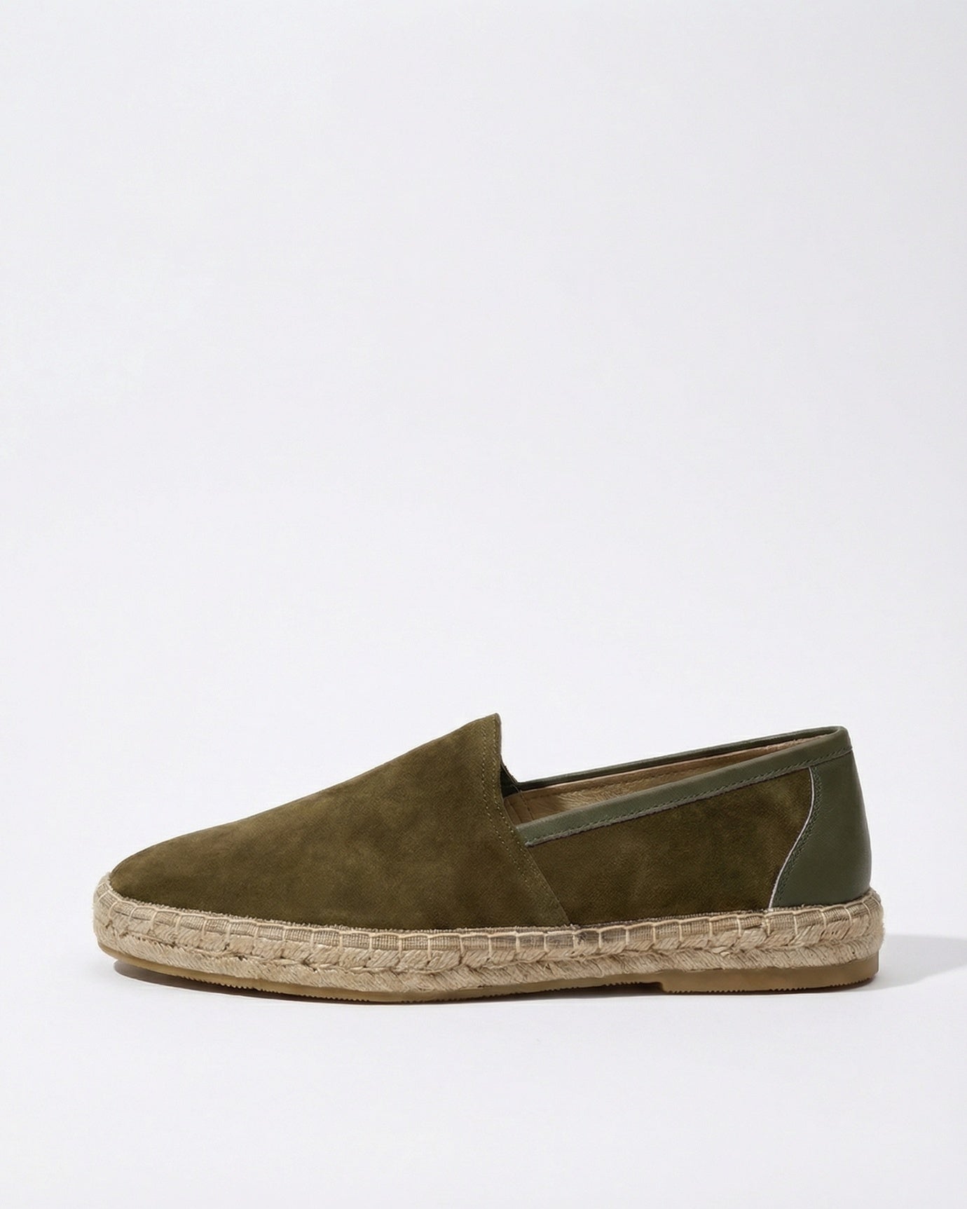 Mykonos Army Green Slip-On Suede Loafers Genuine Leather Casual Flats