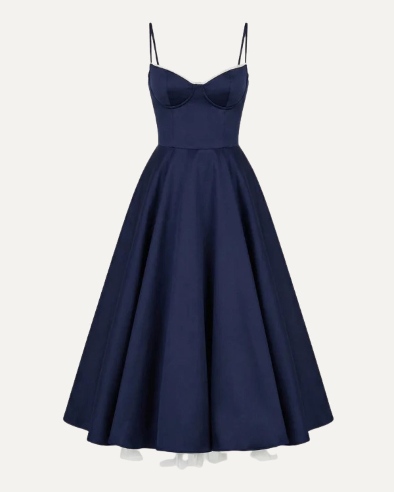 Giulia midi dress in navy blue, classic feminine timeless elegance silhouette