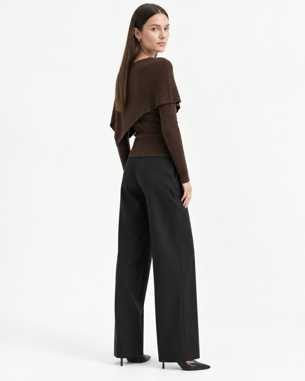 Mina Asymmetrical Draped Knit Shawl Top