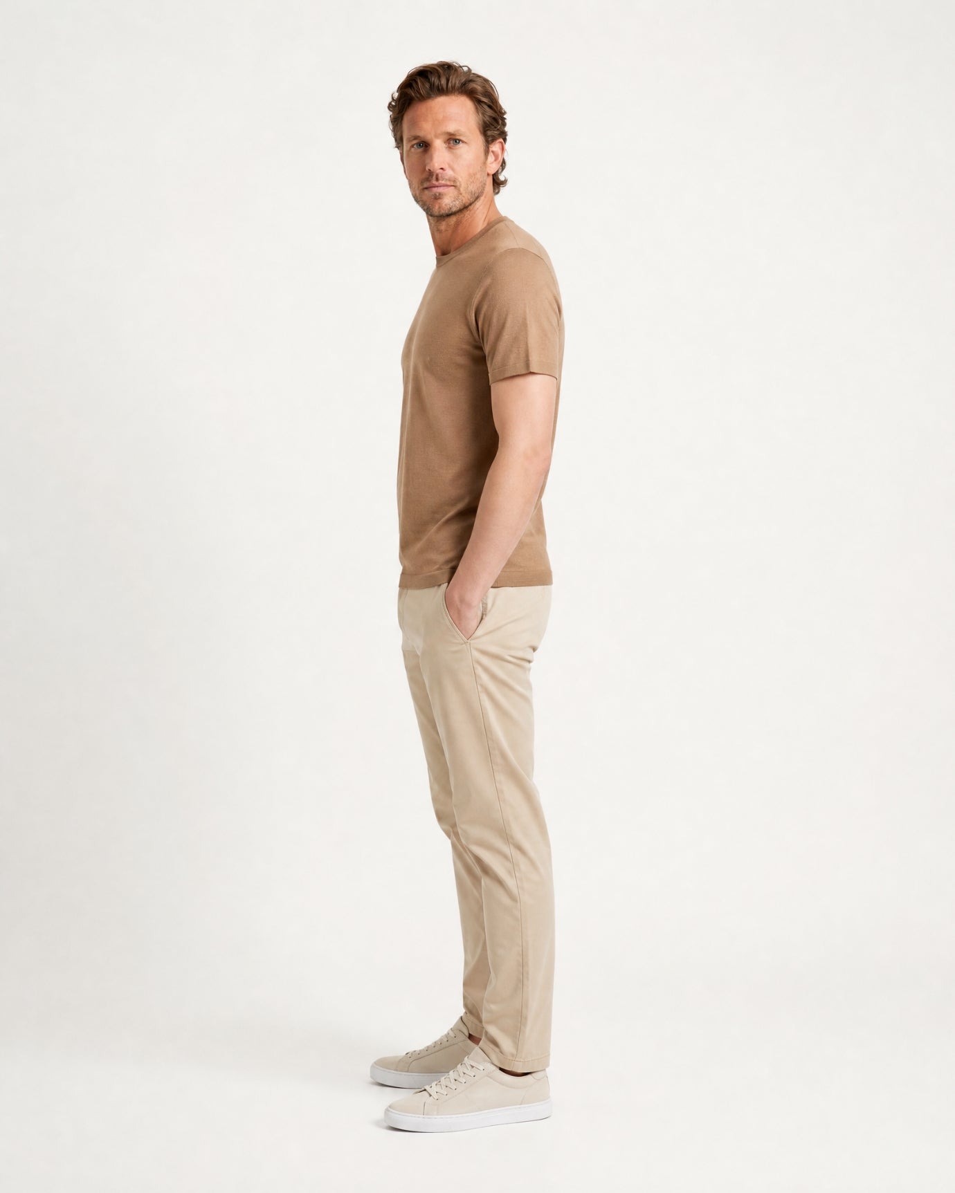 High-Count Australian Wool Crewneck Knit T-Shirt