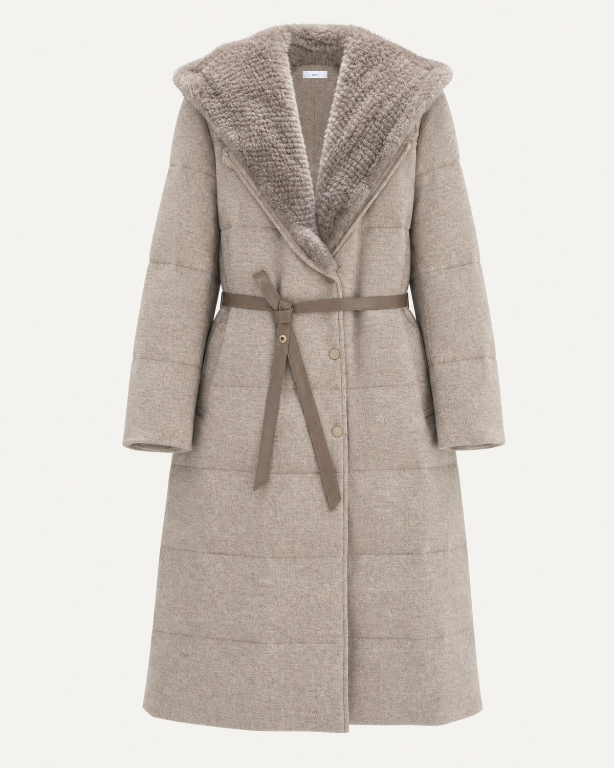 Mid-Length Goose Down Jacket with Mink Hood