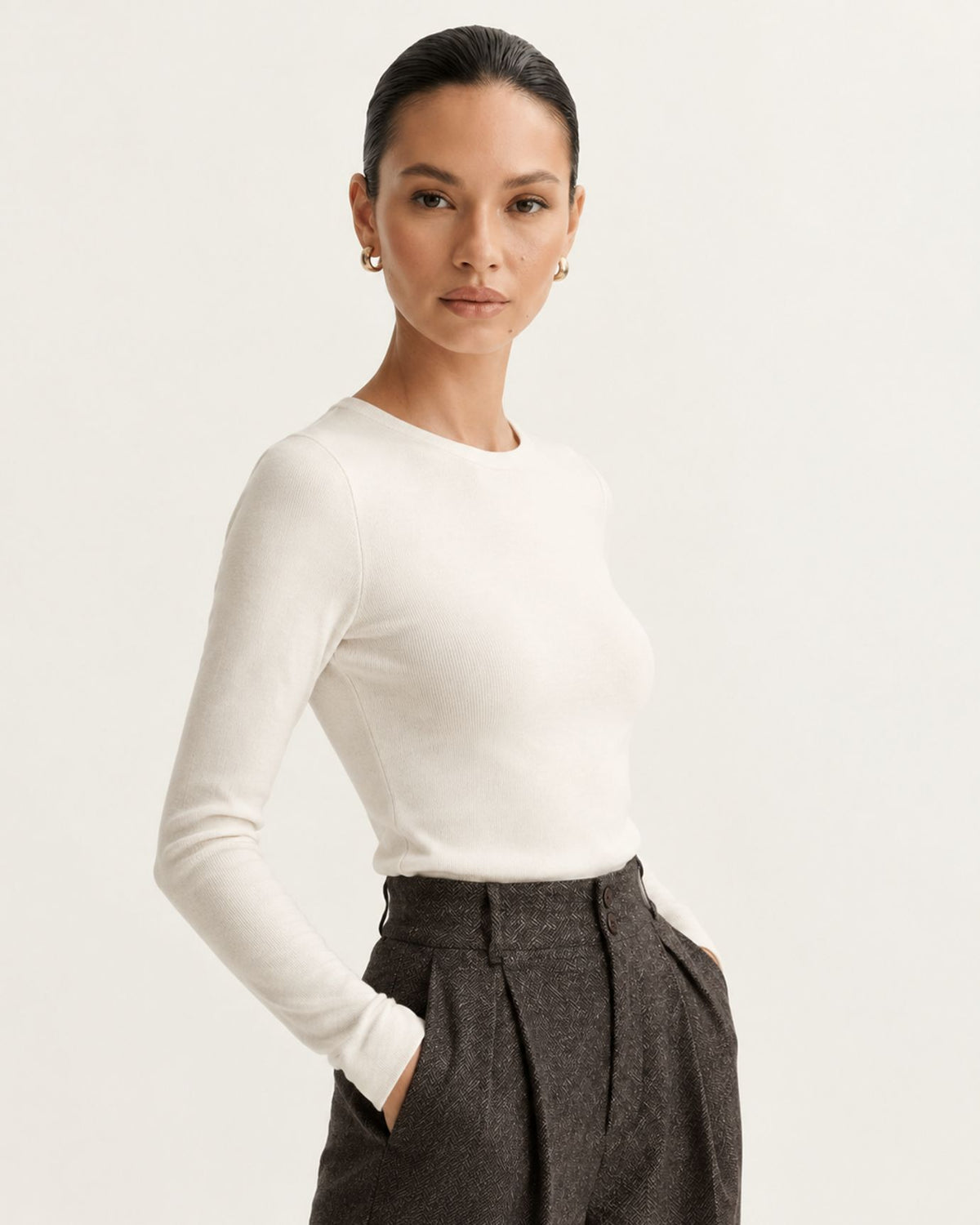 Drapey High-Waisted Wool Wide-Leg Woman Trousers