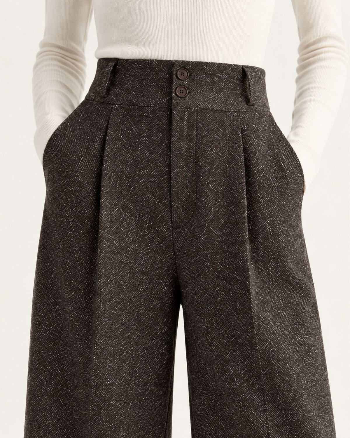 Drapey High-Waisted Wool Wide-Leg Woman Trousers