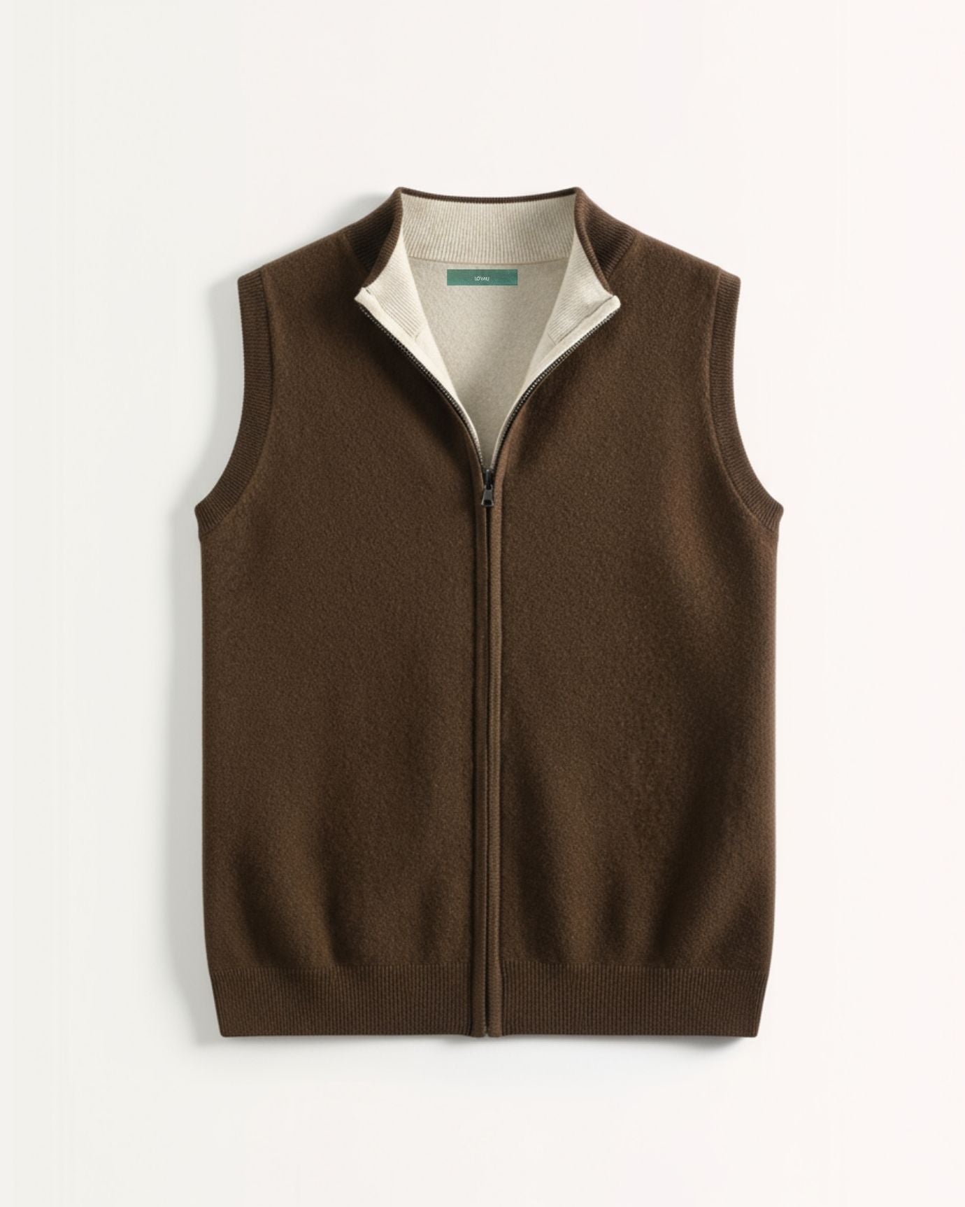 Double-Sided Zip Wool Cashmere Vest Men | Lovau
