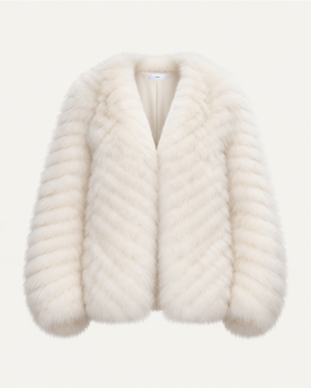 V-Neck Short Striped Fox Fur Jacket