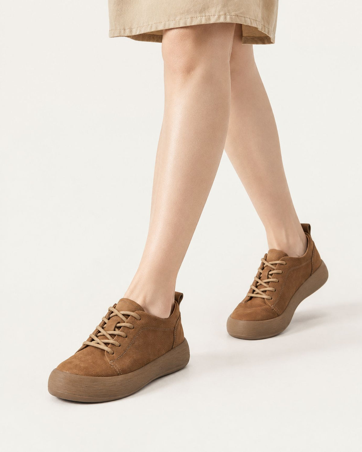 Top-Grain Leather Chunky Lace-Up Comfort Shoes