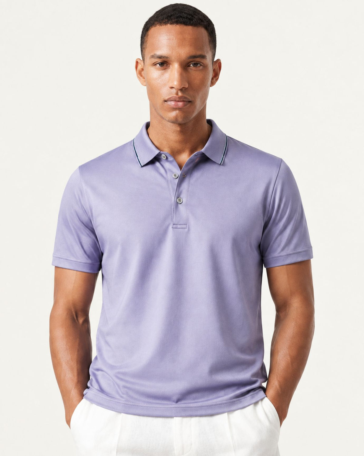 Lightweight Acetate Short-Sleeve Polo Shirt