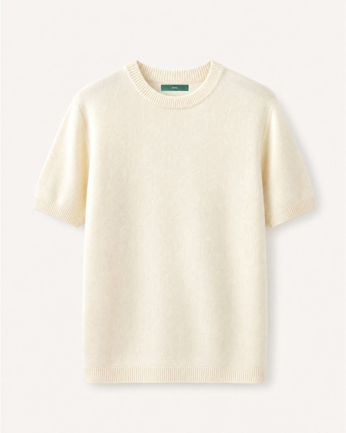 Cashmere Basic Knit Short-Sleeve Tee