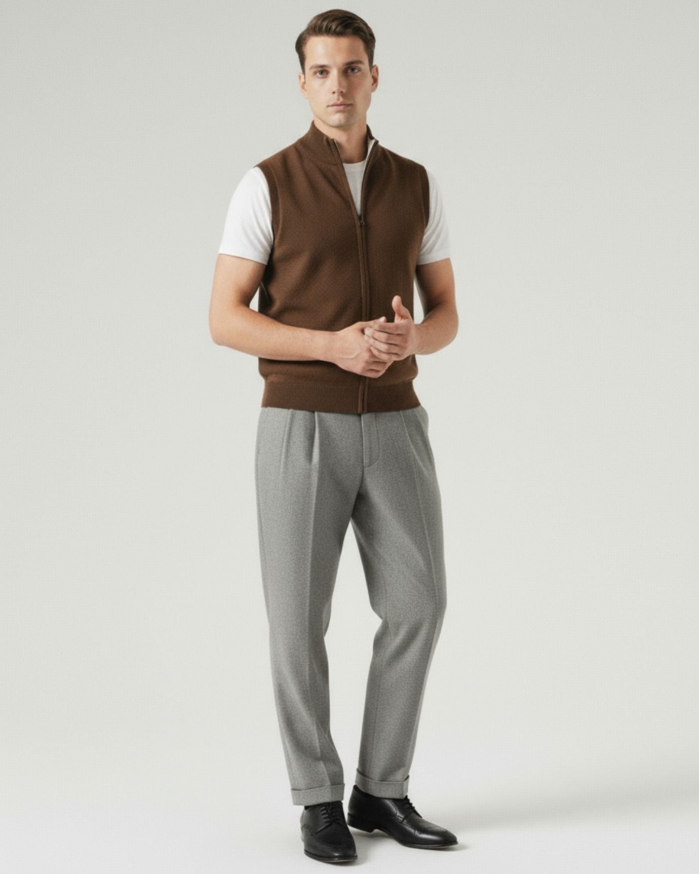 Double-Sided Zip Wool Cashmere Vest Men | Lovau