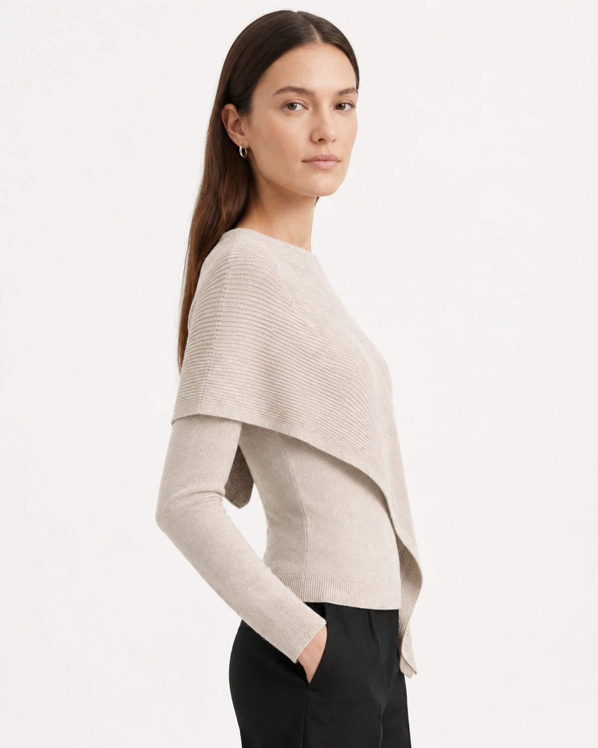 Mina Asymmetrical Draped Knit Shawl Top