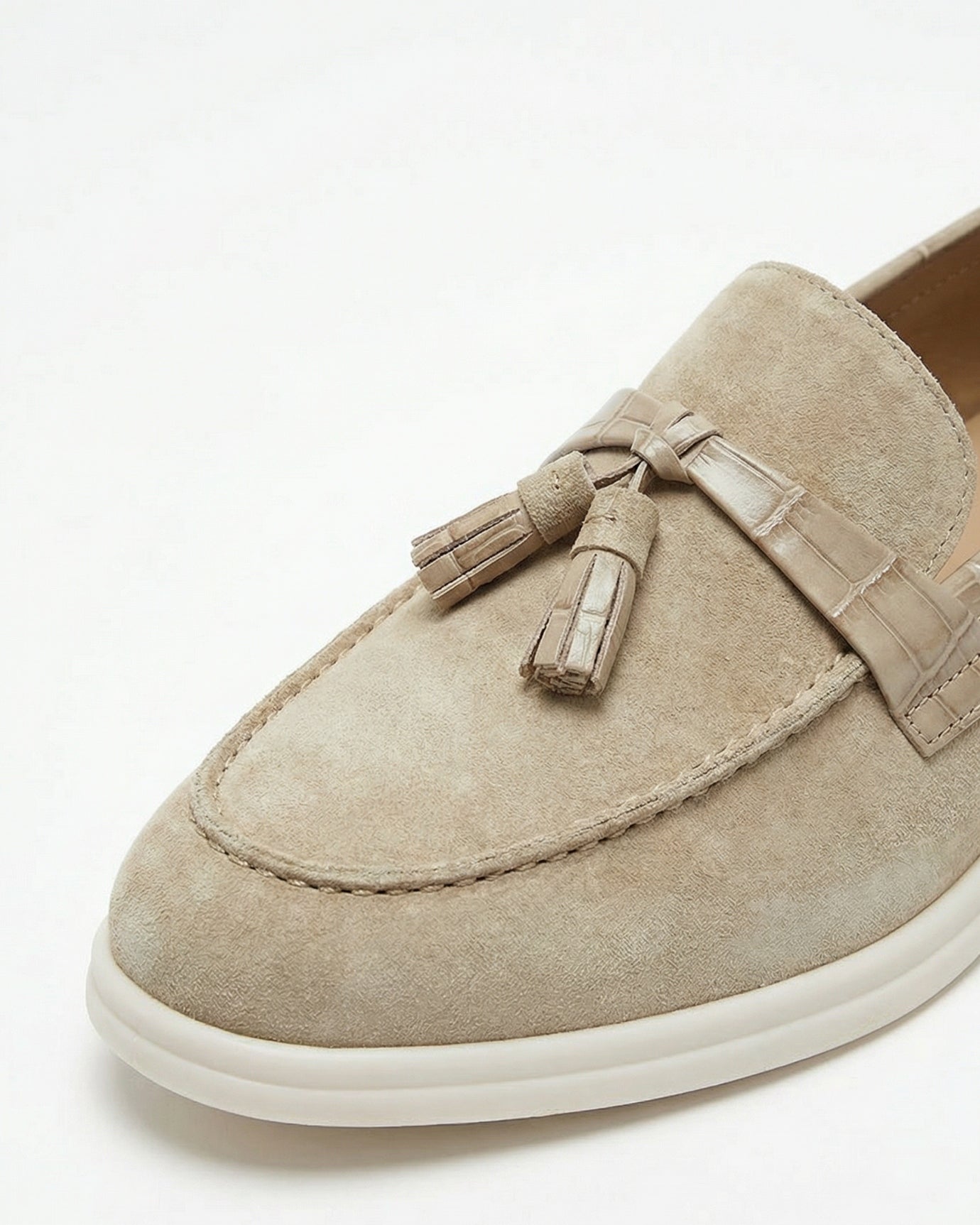 Positano Cream White Loafers Genuine Leather