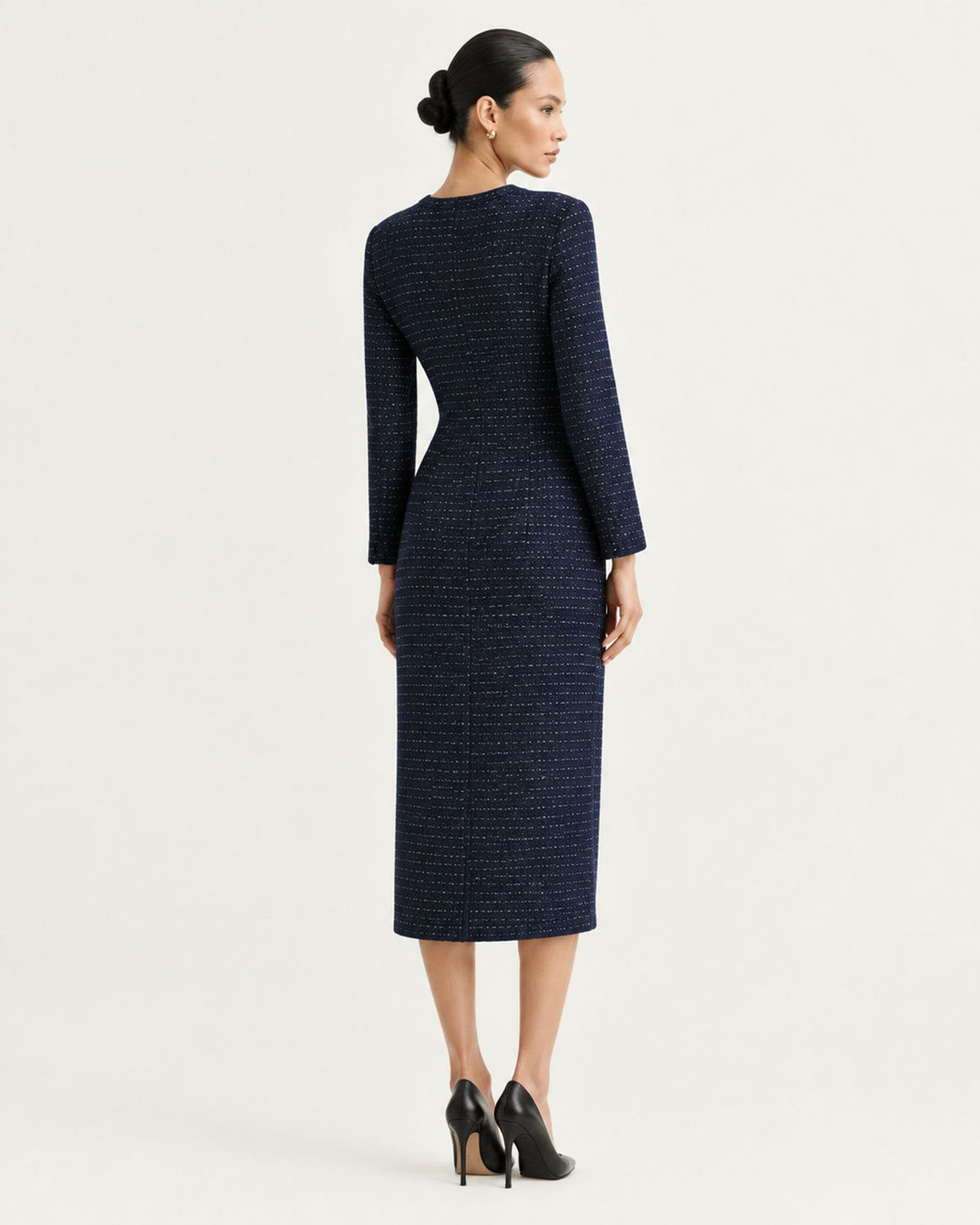 NY Elegant Slim-Fit Textured Long Knit Dress