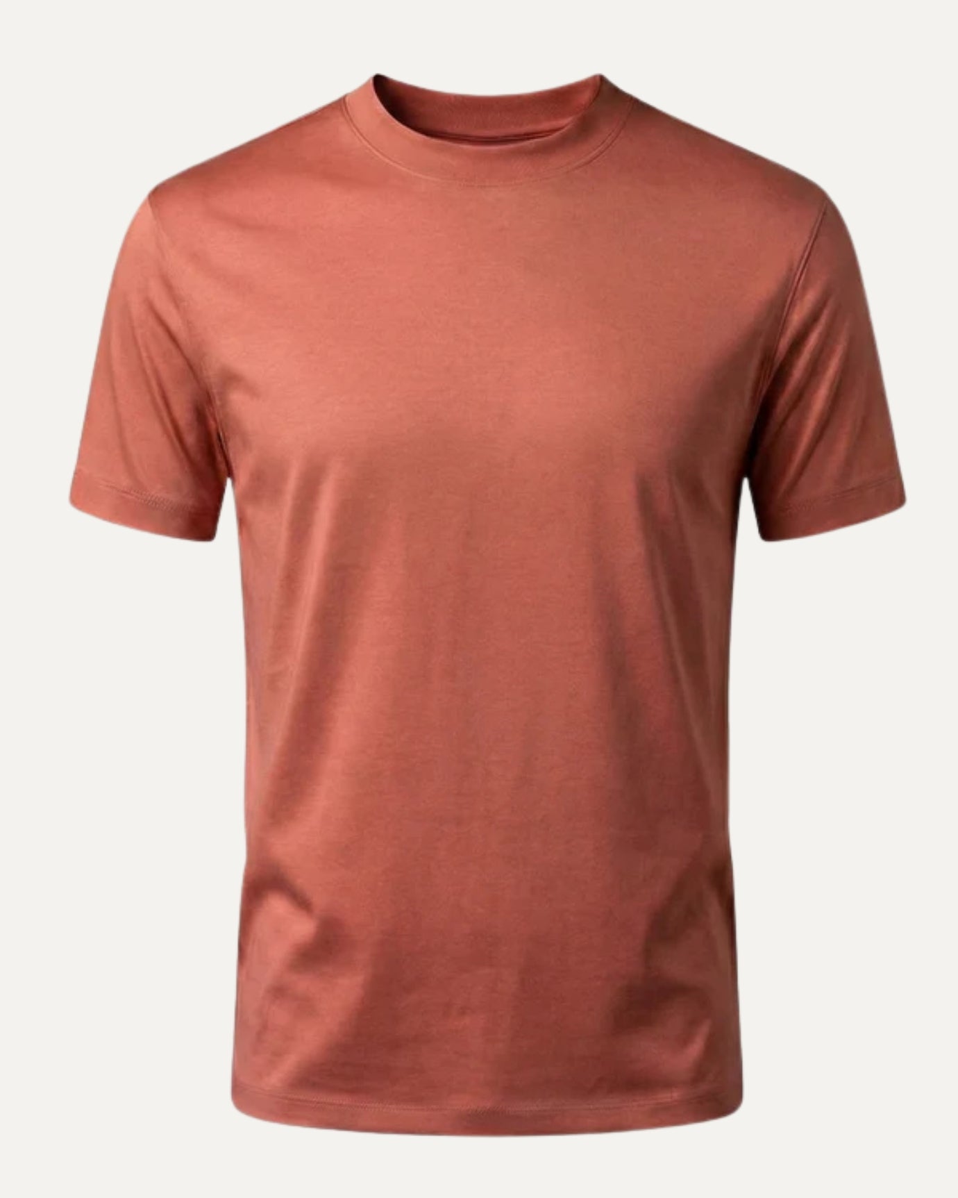 Red cream mercerized cotton t-shirt, round neck, classic fit for men