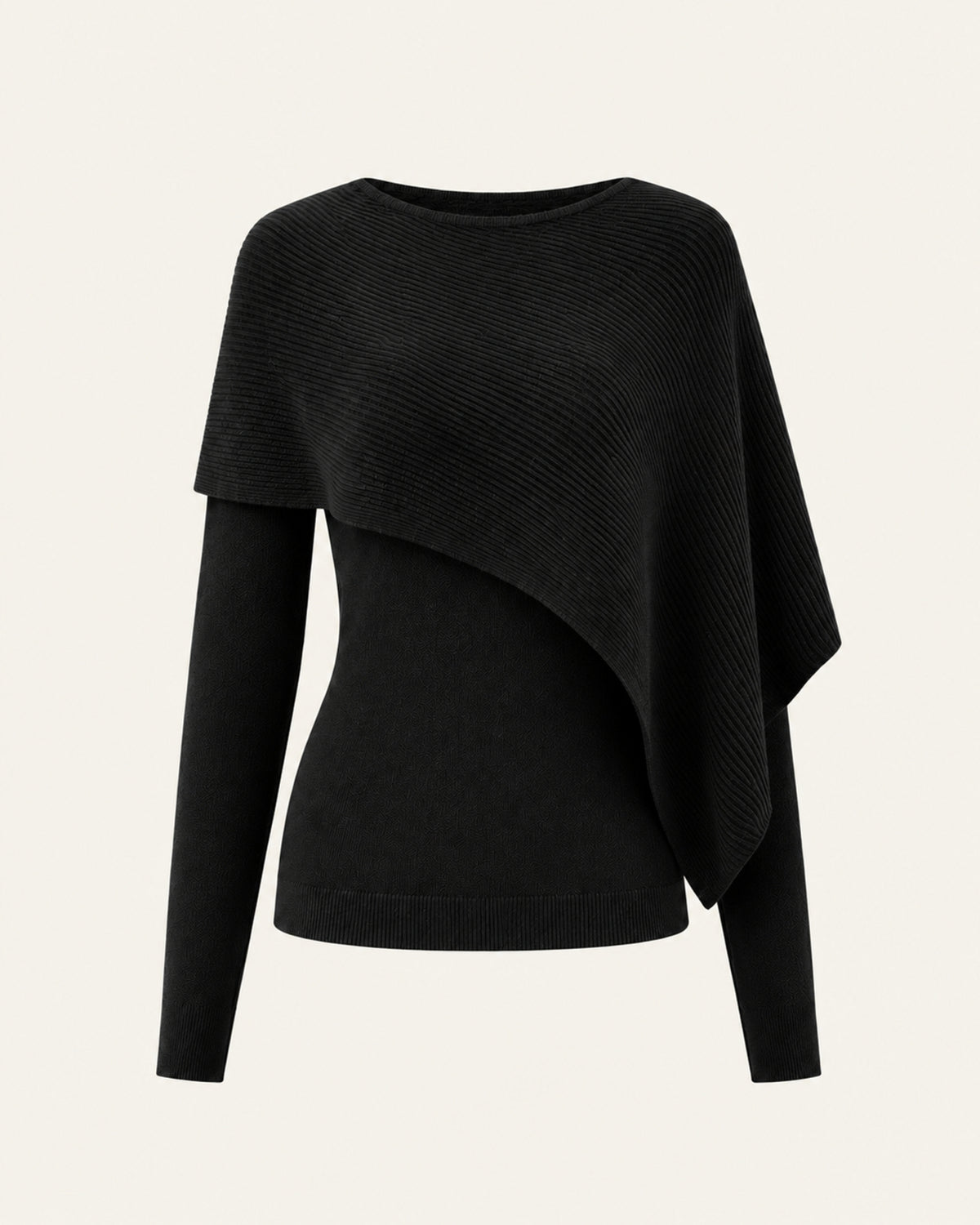 Mina Asymmetrical Draped Knit Shawl Top