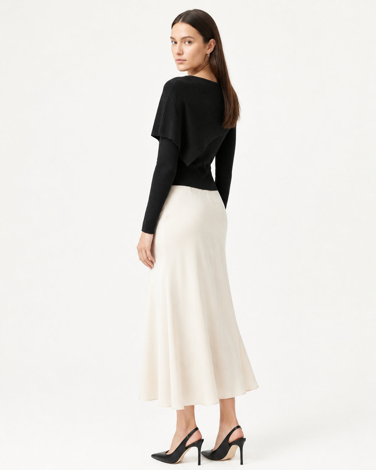 Mina Asymmetrical Draped Knit Shawl Top