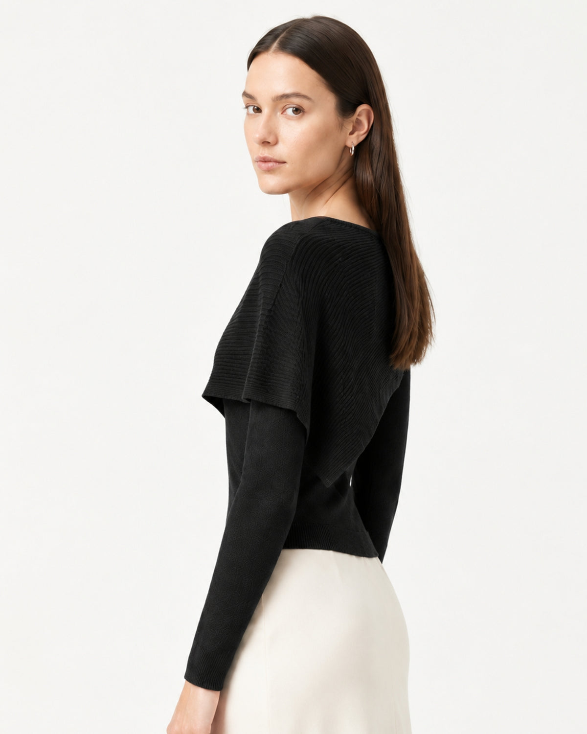 Mina Asymmetrical Draped Knit Shawl Top