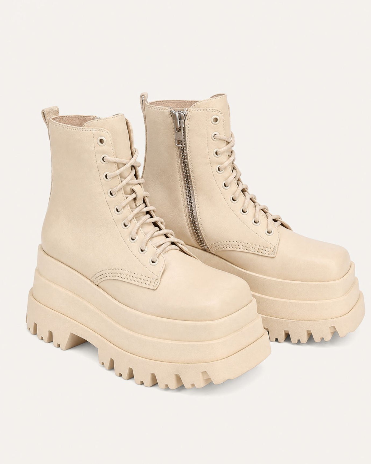 Maria Square-Toe Platform Lace-Up Combat Boots