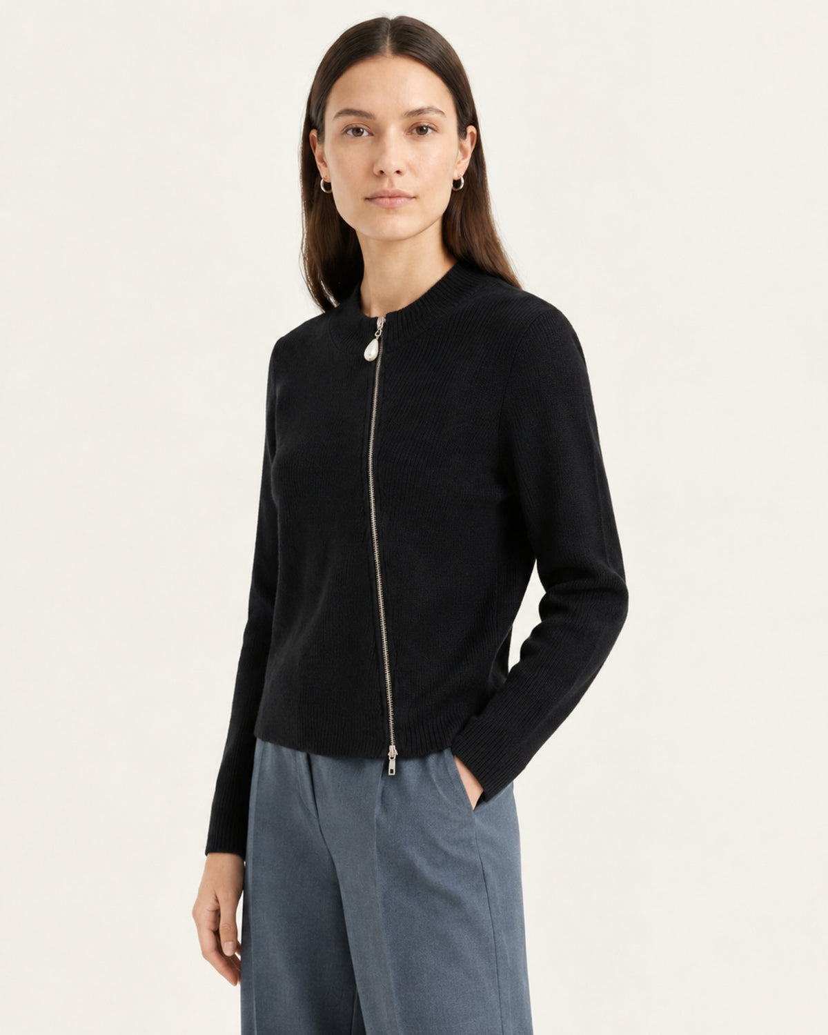 NY Cashmere Asymmetrical Zip Cardigan