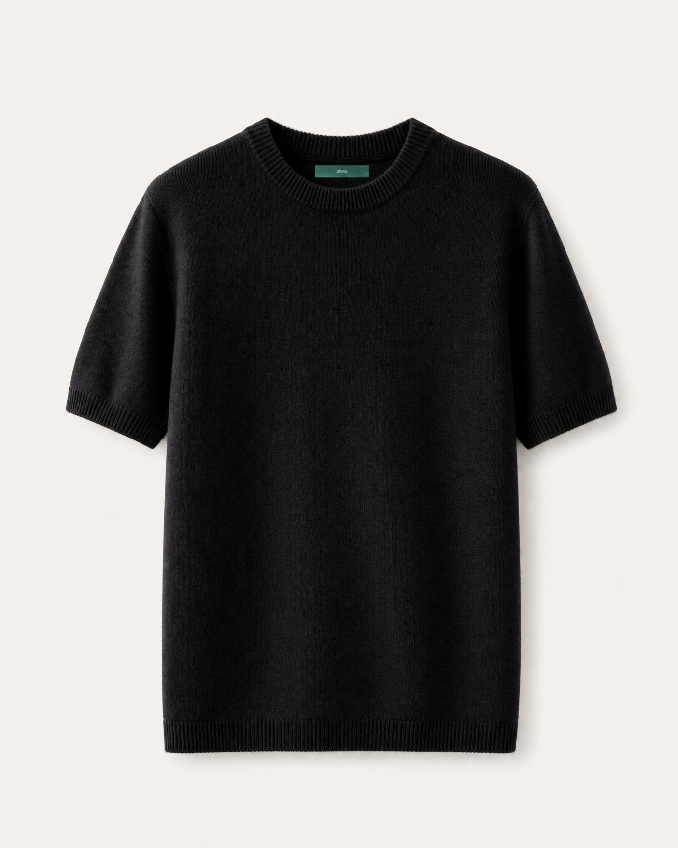 Cashmere Basic Knit Short-Sleeve Tee