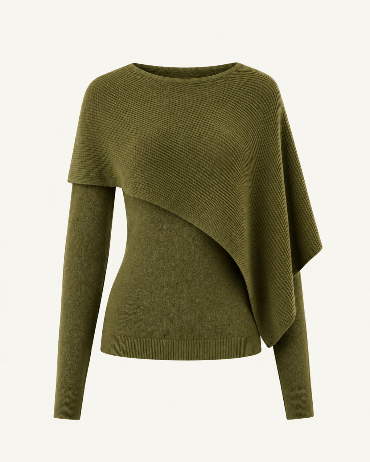 Mina Asymmetrical Draped Knit Shawl Top