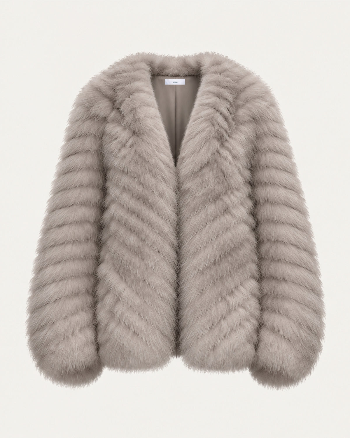 V-Neck Short Striped Fox Fur Jacket
