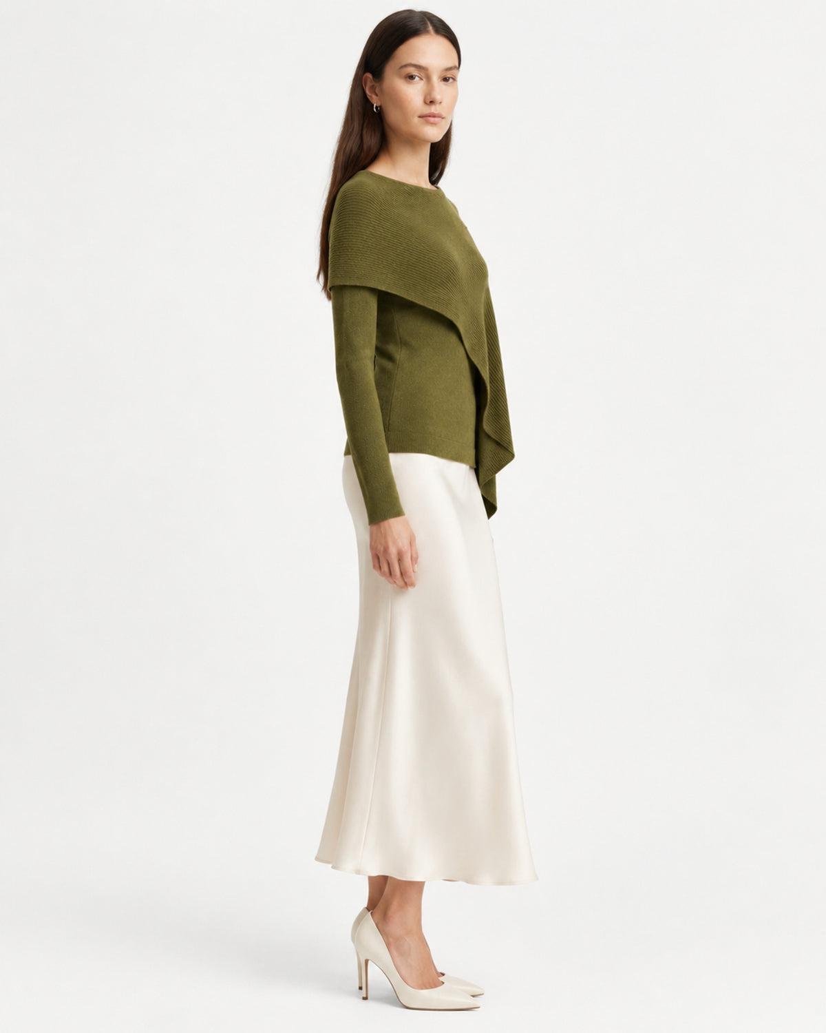 Mina Asymmetrical Draped Knit Shawl Top