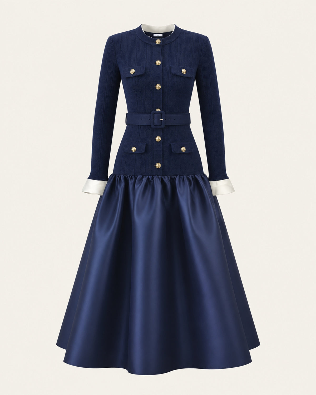 Navy Blue Colorblock Maxi Dress