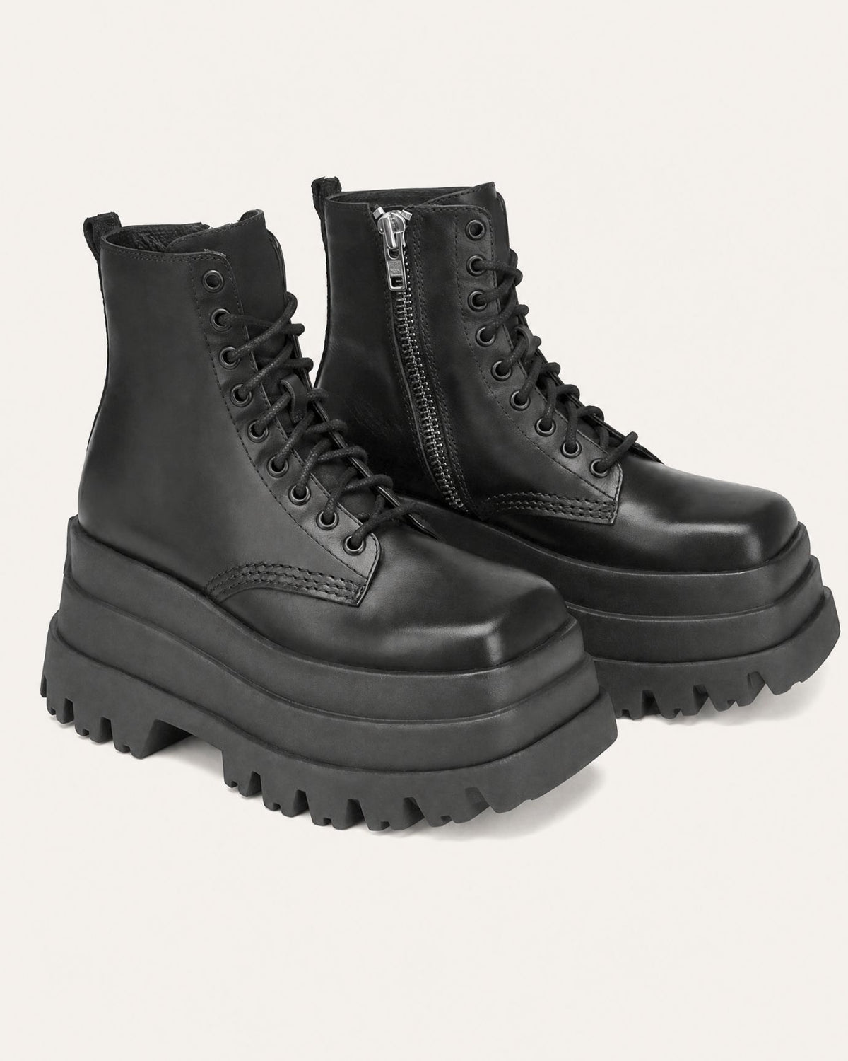 Maria Square-Toe Platform Lace-Up Combat Boots