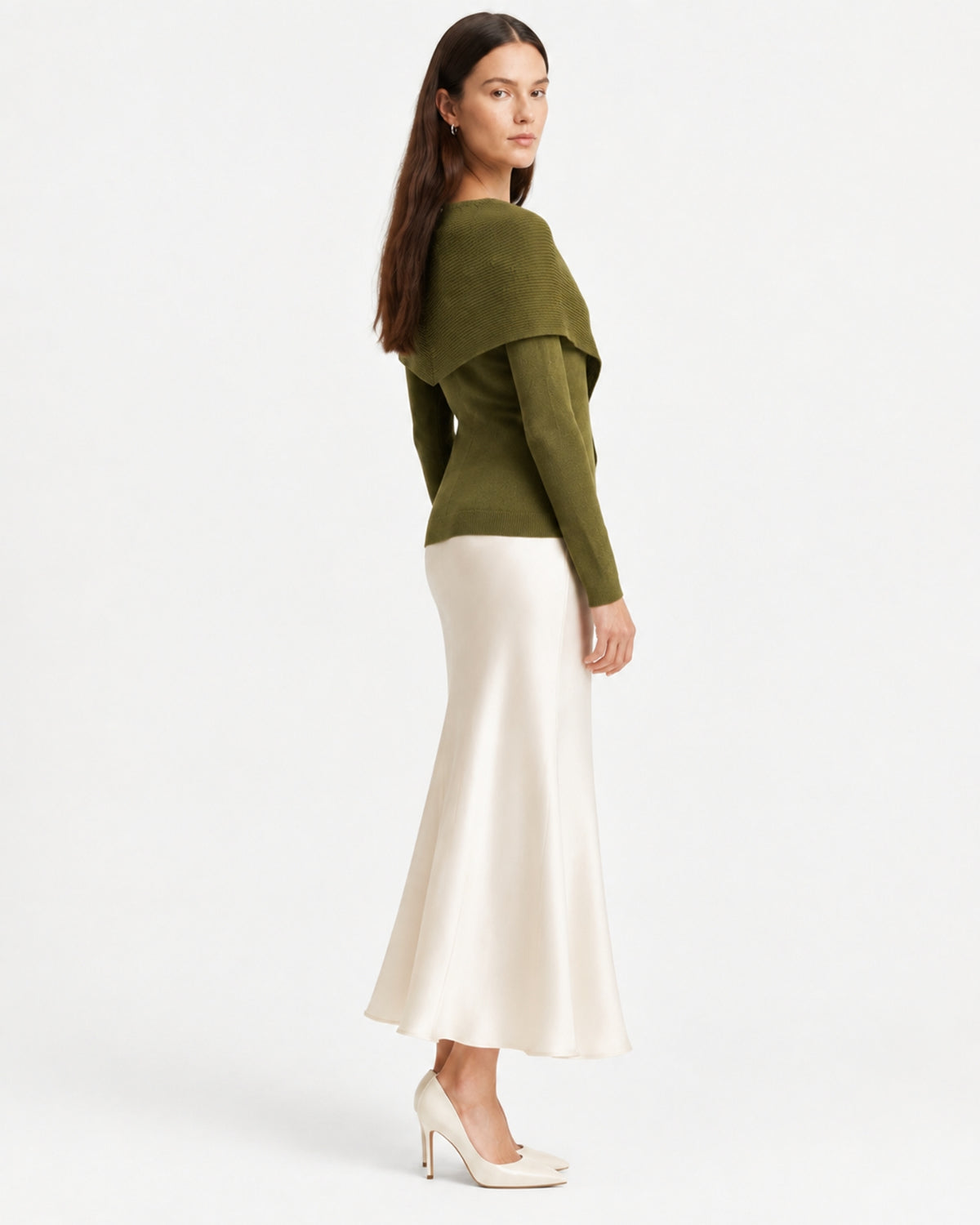 Mina Asymmetrical Draped Knit Shawl Top