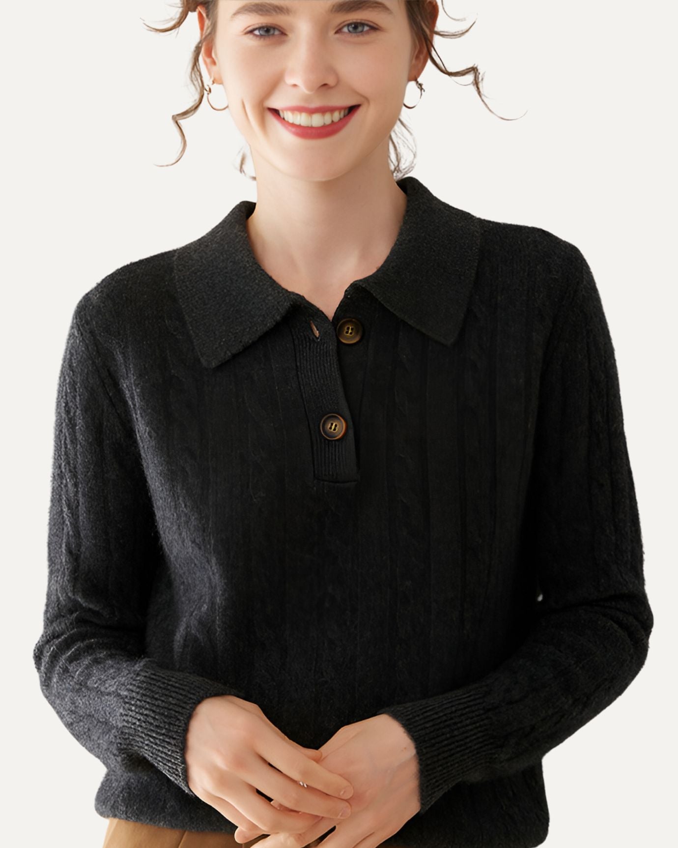 Sofia Cashmere Polo Long Sleeve