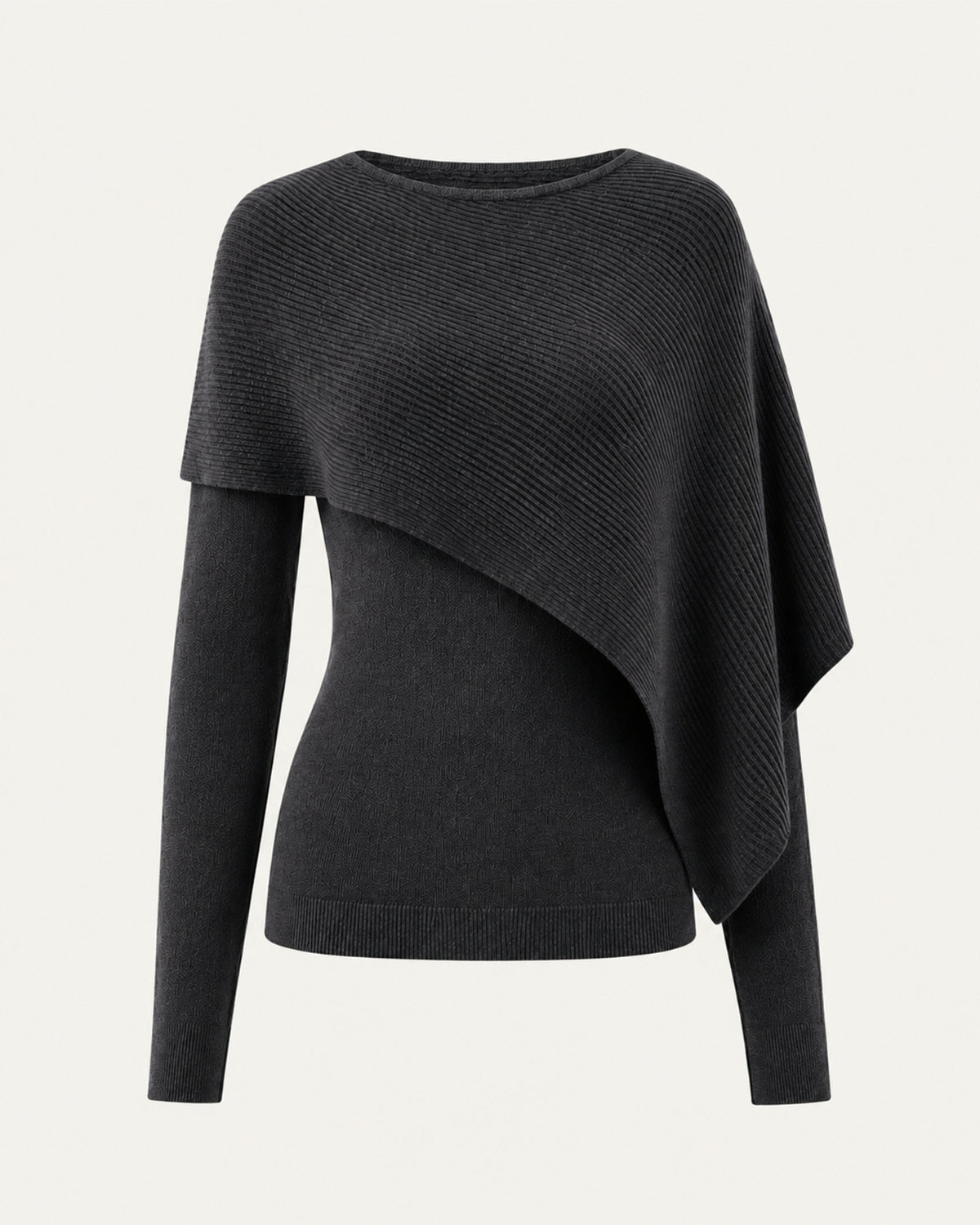 Mina Asymmetrical Draped Knit Shawl Top