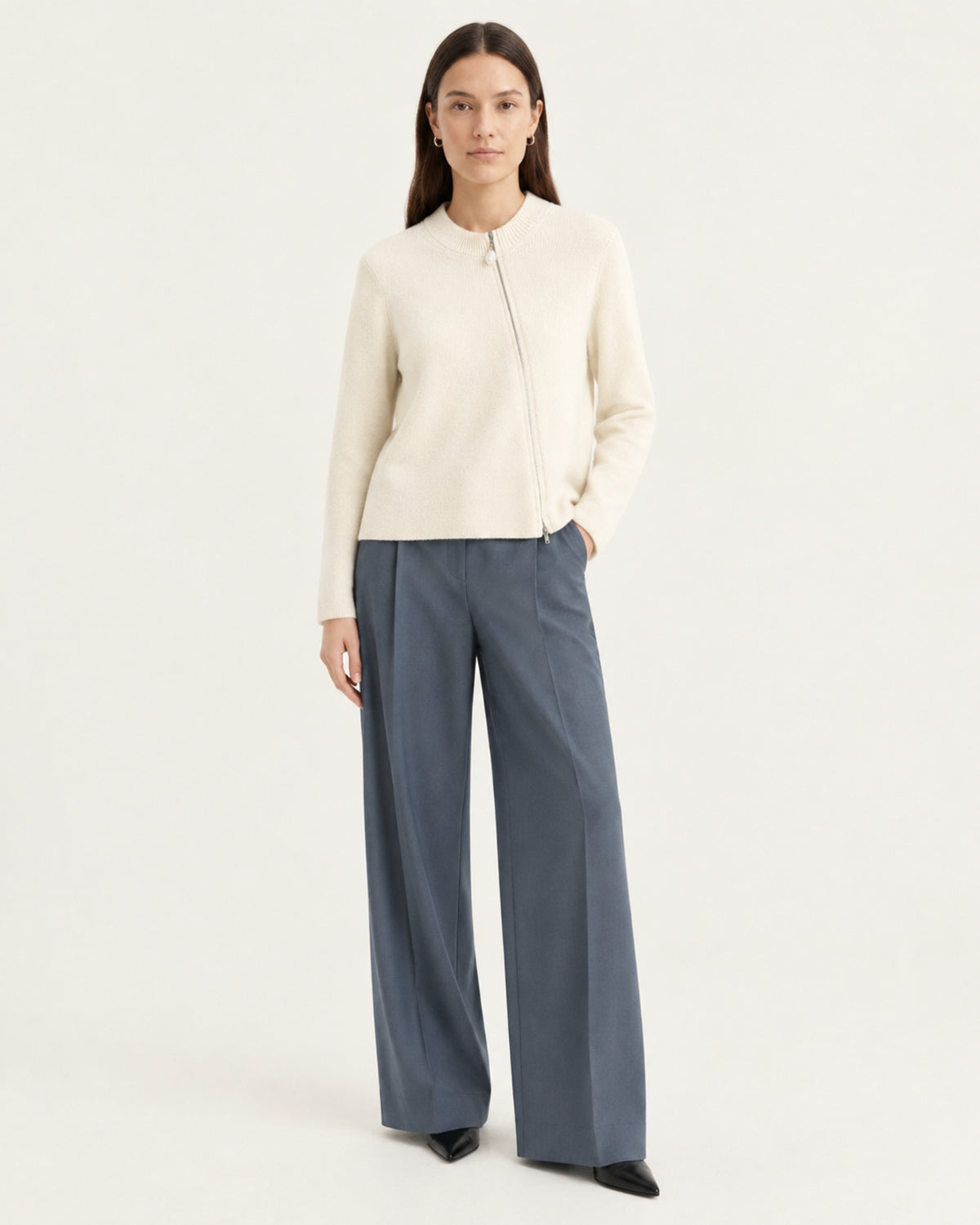 NY Cashmere Asymmetrical Zip Cardigan