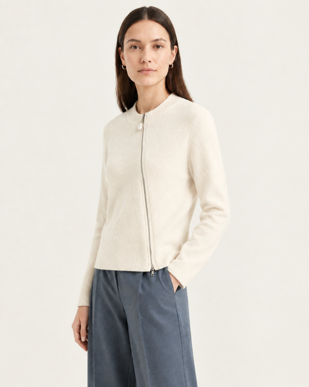 NY Cashmere Asymmetrical Zip Cardigan