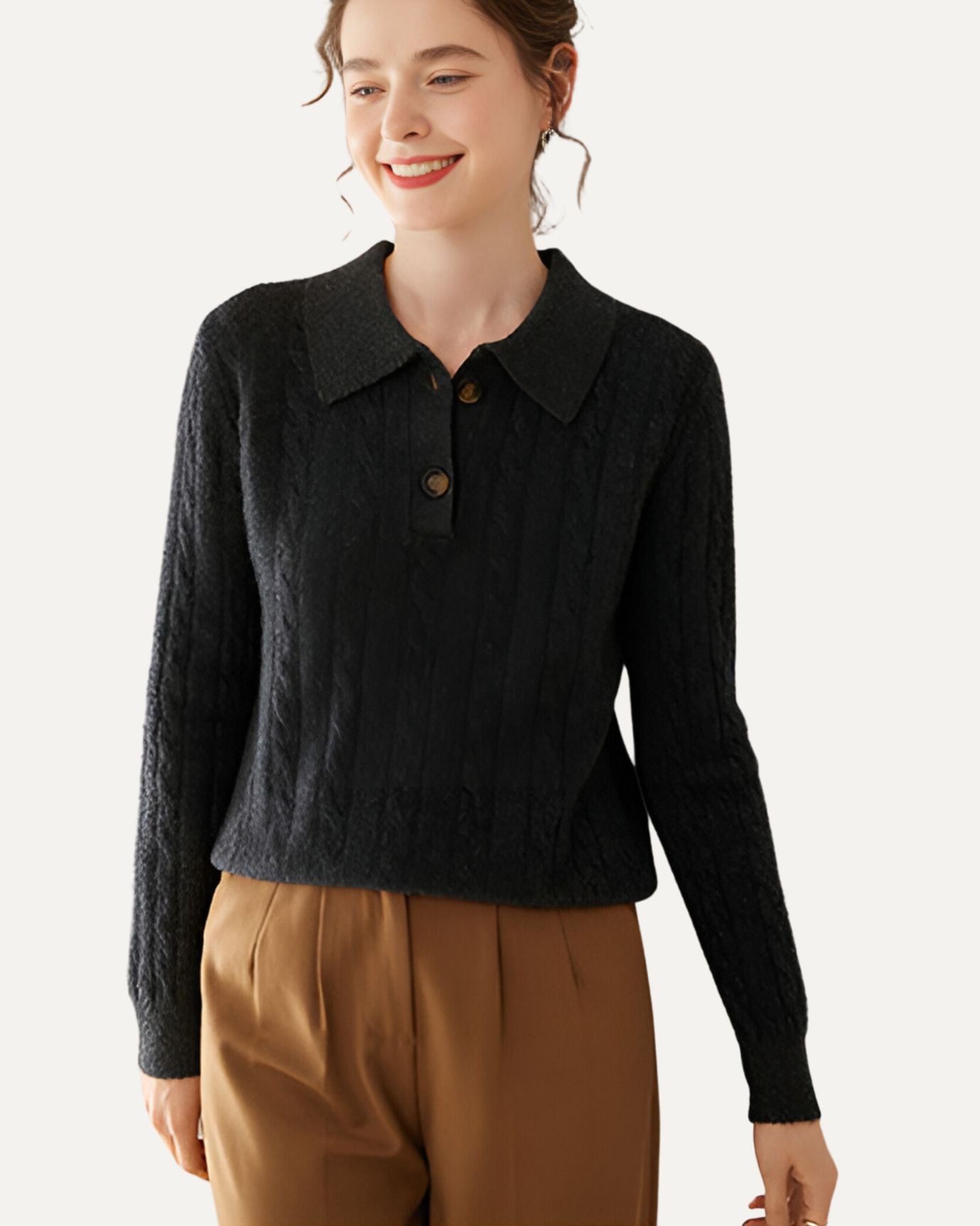 Sofia Cashmere Polo Long Sleeve