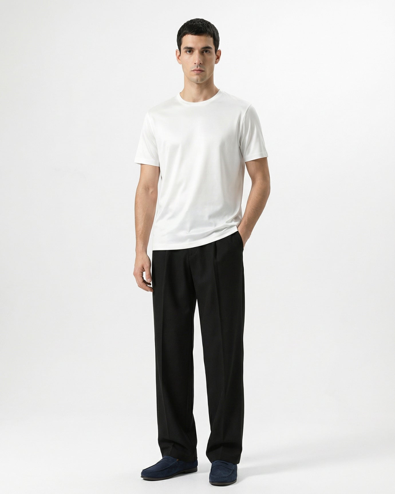 Pantalones de lana de alta gama, holgados y rectos