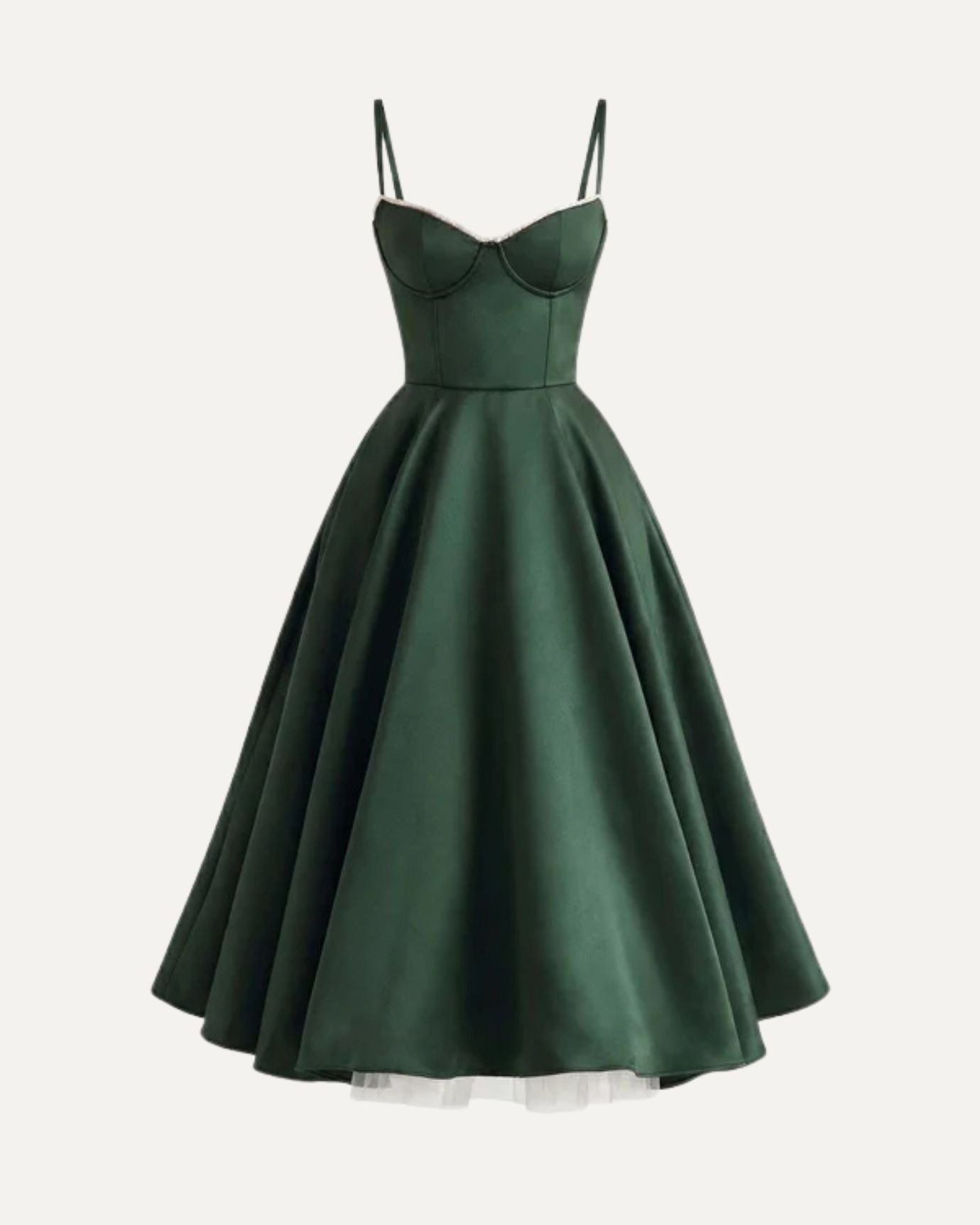 Giulia midi dress in green, classic feminine timeless elegance silhouette