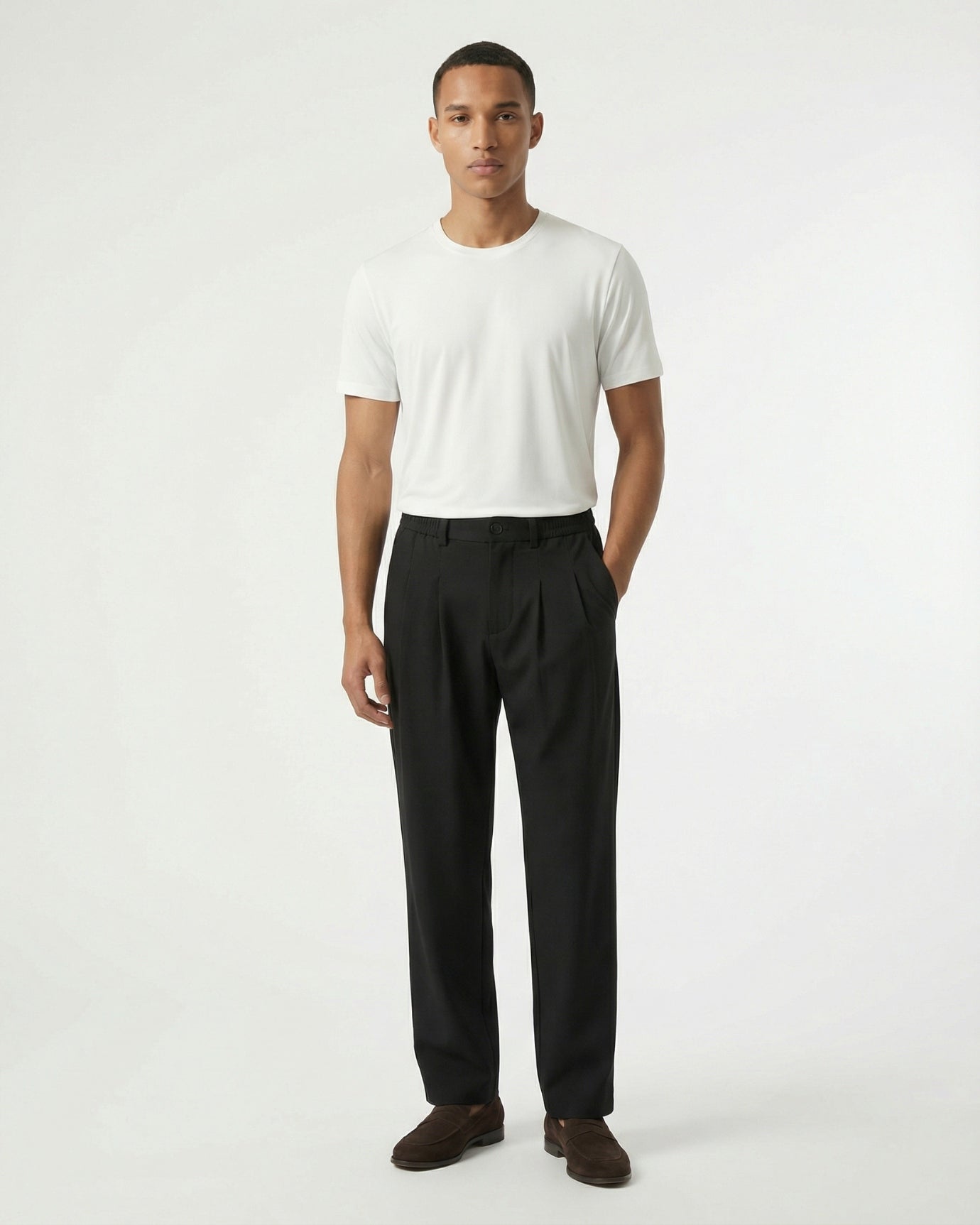 Pantalones casuales de alta elasticidad | Pantalones rectos holgados de alta gama