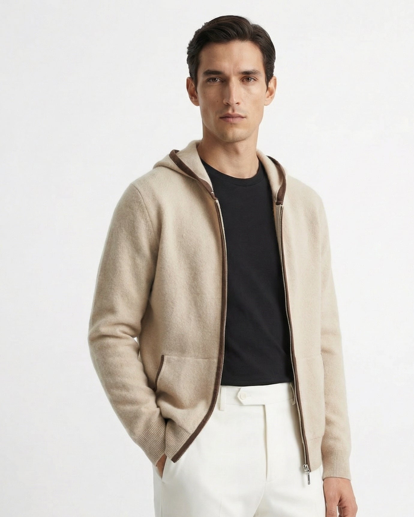 Cashmere Zipper Hooded Cardigan Limited Edition