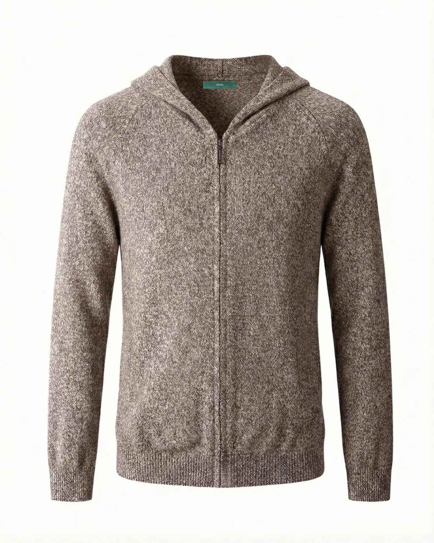 Cárdigan de punto con capucha y cremallera de lana y cachemira de Milán